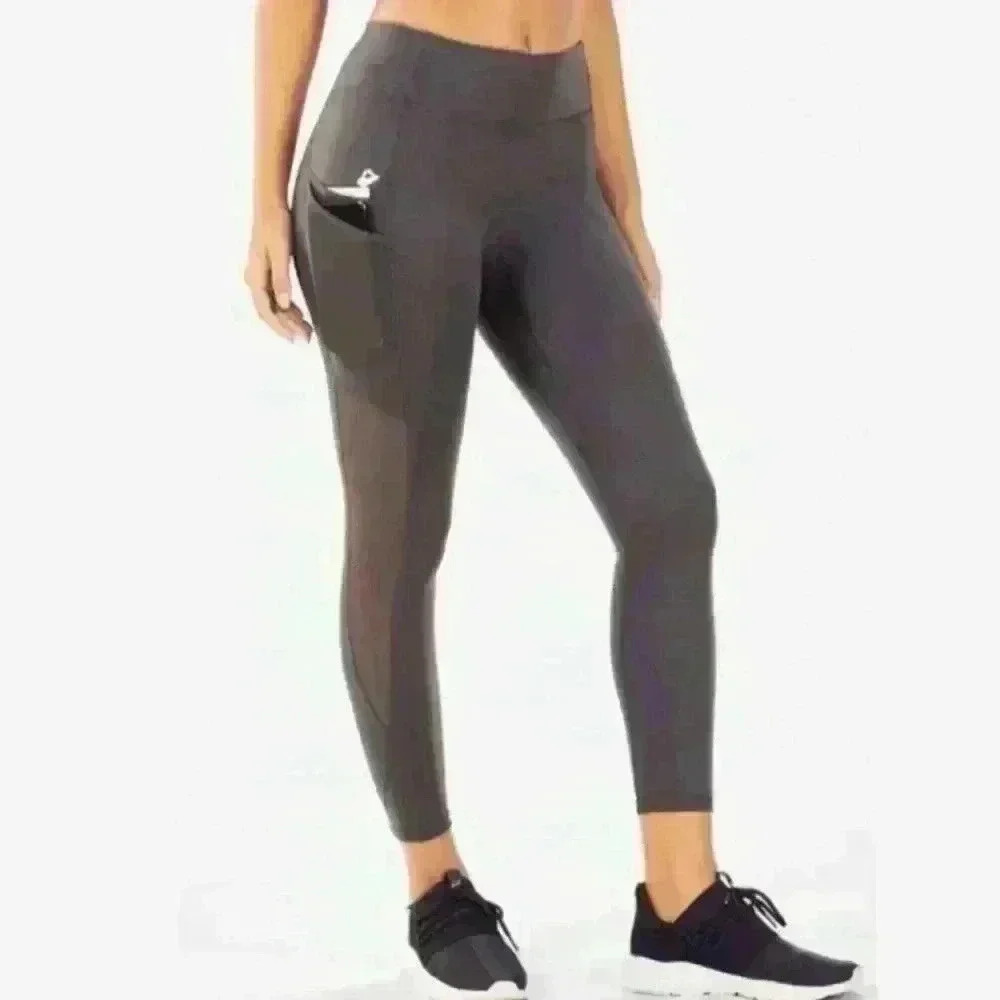 Fabletics Motion365 Womens Gray Trinity Mesh Leggings XXS